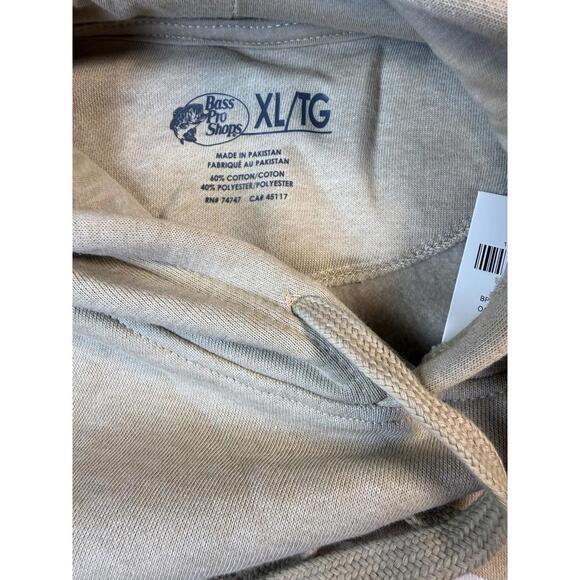 Bass Pro Shops Hoodie Men's XL/TG Tan Sweatshirt Johnny Morris Fishing NWT! - Picture 3 of 3